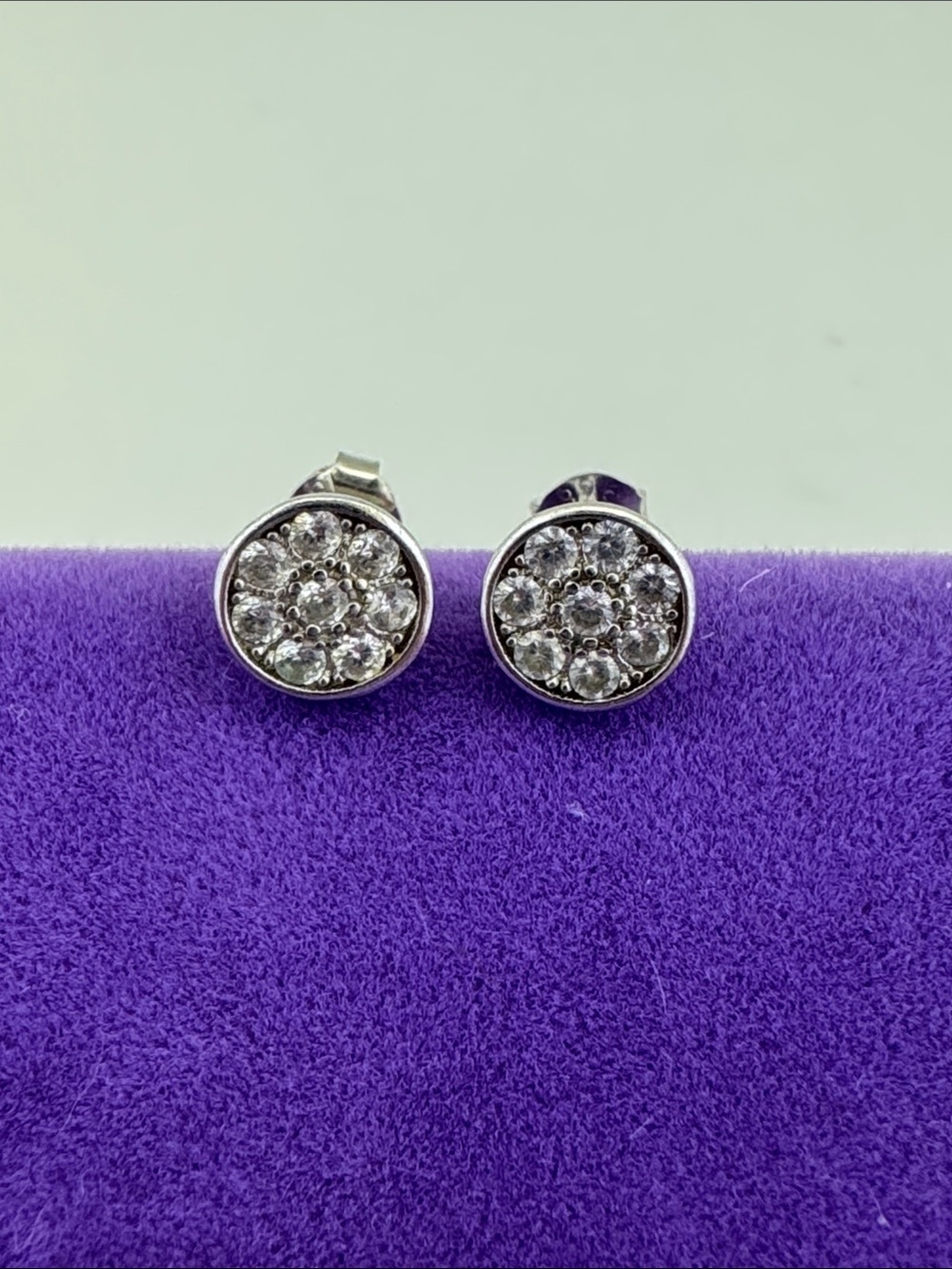 ๐ Classic Sterling Silver Clear Crystal Cluster Stud Earrings | Sparkling Ice